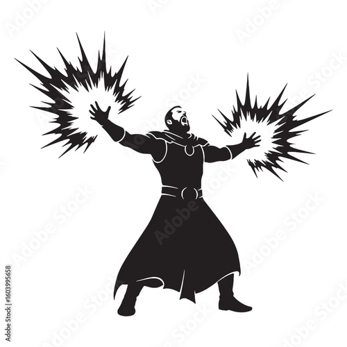 Runes and robes in motion – Sorcerer silhouette refined through arcane Sorcerer vector – Sorcerer illustration – Halloween vector

