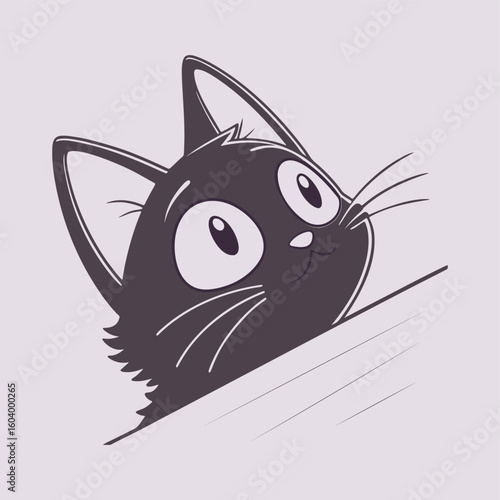 Cute black domestic kitten cartoon character vector illustration