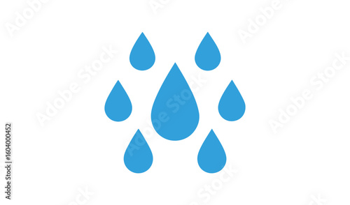 Abstract blue water droplets falling in a pattern