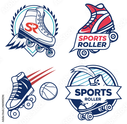 A dynamic and energetic roller sports logo featuring a stylized figure in motion, equipped with inline or quad skates, conveying speed, agility, and balance.