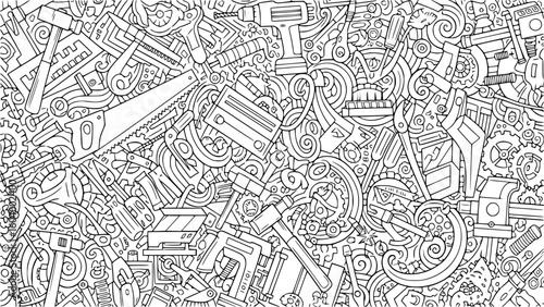 A chaotic collection of various tools and hardware, isolated on a white background
