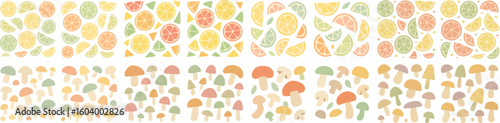 Cute Citrus Fruits and Mushrooms Pattern.