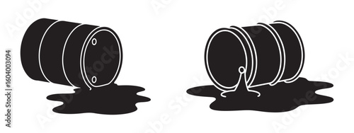 Vector Illustration of Spilled Oil Drums Depicting Environmental Disaster and Industrial Pollution Concerns for Global Sustainability Campaigns
