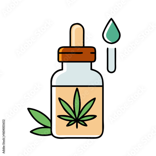 CBD Oil Dropper  Dropper bottle with leaf 
