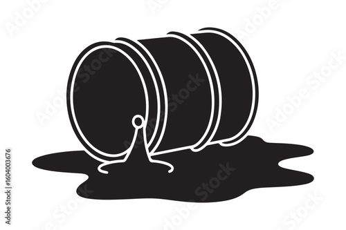 Spilled oil barrel concept showing environmental pollution and industrial accident implications for energy industry and ecological balance