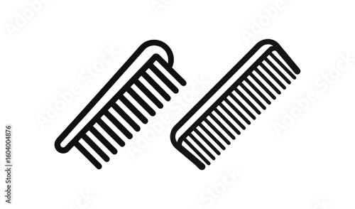 Two simple black and white line art combs
