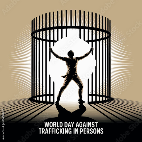 World Day Against Trafficking in Persons Barcode Human Rights Awareness Poster