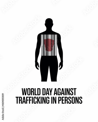 World Day Against Trafficking in Persons Barcode Human Rights Awareness Poster