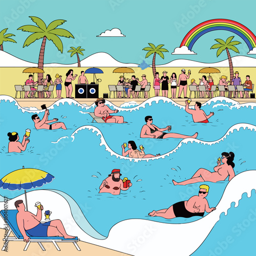People Relaxing by the Pool