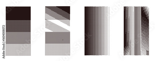 Pixel game halftone backgrounds set . 8 bit patterns bitmap dither effect. Black graphic gradient in retro 90s. Vector retro random mosaic rectangles illustration. vintage comic overlays.