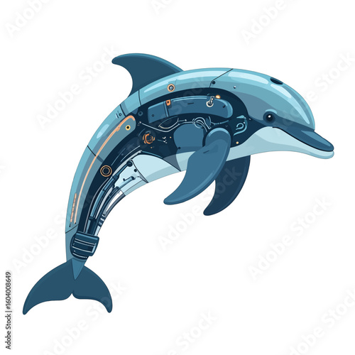 Futuristic Robotic Dolphin Design Illustration