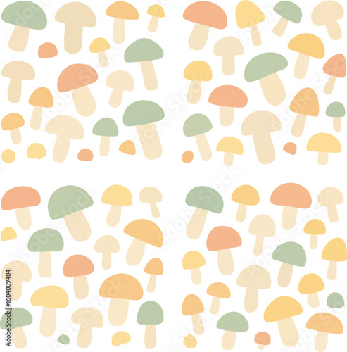Cute Pastel Mushroom Pattern Design 2.