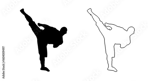 a black and white image of people doing karate black, image, man, people, silhouette 