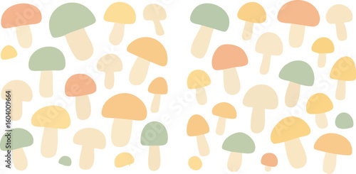 Cute Pastel Mushroom Pattern Illustration.