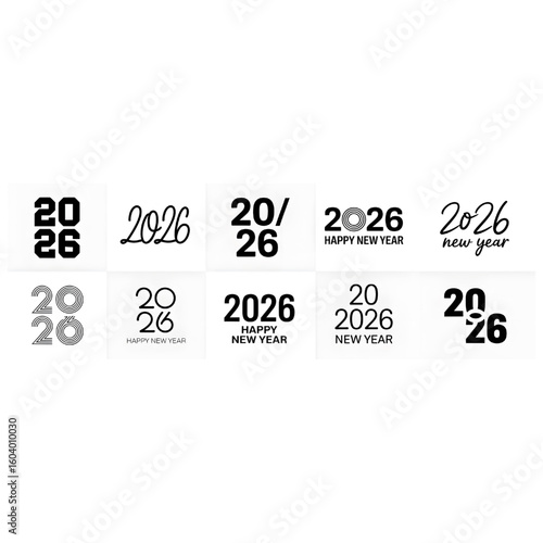 2026 New Year Logos & Happy New Year Typography - Minimalist Celebration Designs