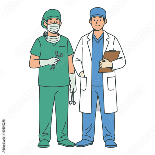 Dedicated Healthcare Professionals A Surgeon and Doctor Ready to Provide Expert Medical Care