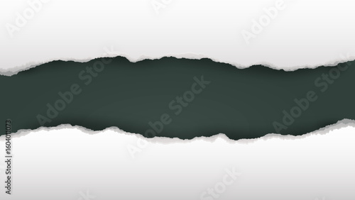 A stylish torn paper background with a deep dark green center, simulating a ripped paper effect that reveals a textured inner layer. Perfect for posters, promotional designs, digital collages