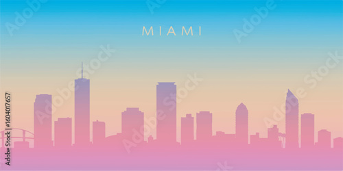 Miami Skyline Vector – Colorful Silhouette of Cityscape Design