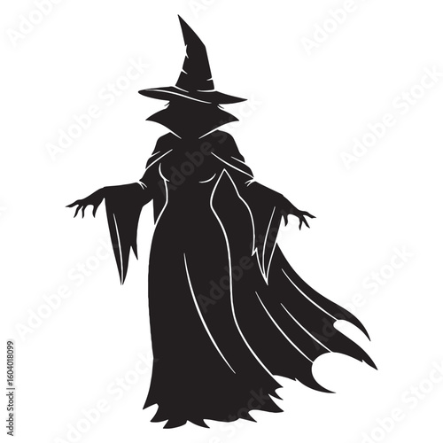From potions to prophecy – Witch silhouette portrayed in enchanted Witch vector – Witch illustration – Halloween vector

