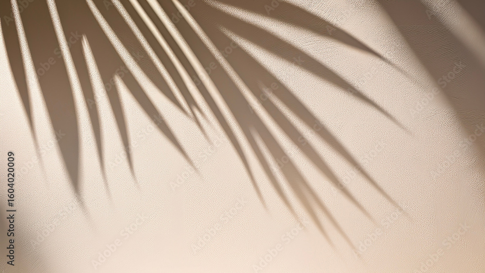 Obraz premium Palm Tree Shadows Cast on White Wall – Minimal Summer Scene