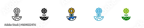 Flower  Icon Set Multiple Style Collection
