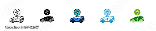 Electric Car  Icon Set Multiple Style Collection
