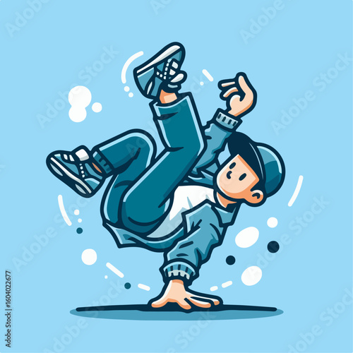 cartoon illustration of break dancer girl