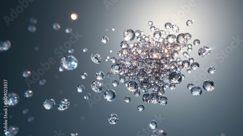 Luxury Sparkling Diamonds Cluster, Abstract 3D Render of Gemstones Background