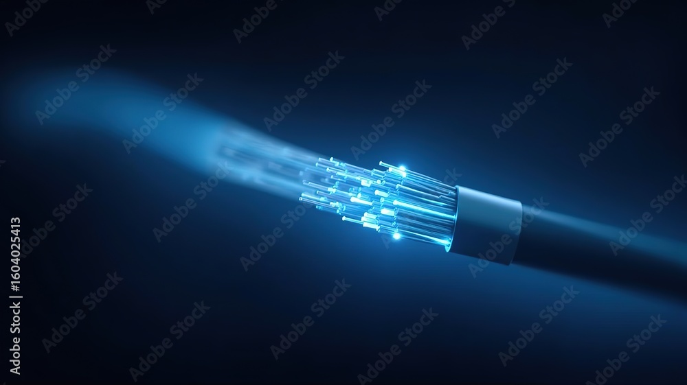Fototapeta premium High-Speed Fiber Optic Cable: Digital Data Transmission, Network Technology, Futuristic Connectivity