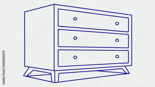 Vector design of a stylish chest of drawers for interior design and home decor projects