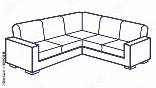 Vector illustration of a modern sectional sofa for interior design and home furnishings