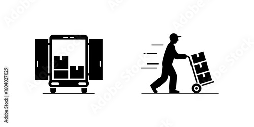 Worker Handling Packages in Transport Van Environment