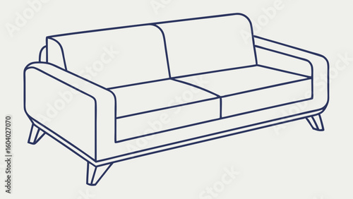Vector illustration of a sleek modern sofa for interior design and furniture applications