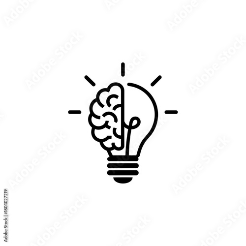 Brain and Light Bulb Illustration for Creative Thinking