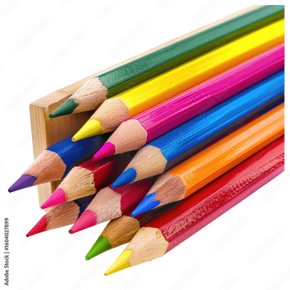 Colorful pencils clustered in a box Colorful pencils clustered in a box