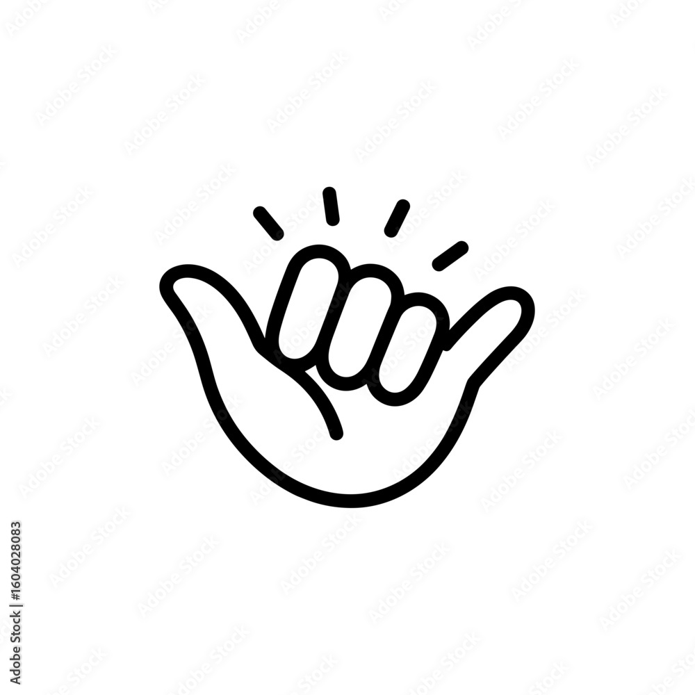Obraz premium Action Hand Gesture Signifying Aloha Spirit in Minimalistic Design, Graphic Style