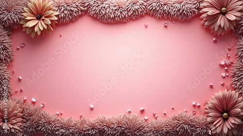 Pink Floral Border Background: Elegant Pastel Design for Invitations, Cards & Branding