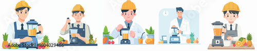 vector character architect is blending fruit