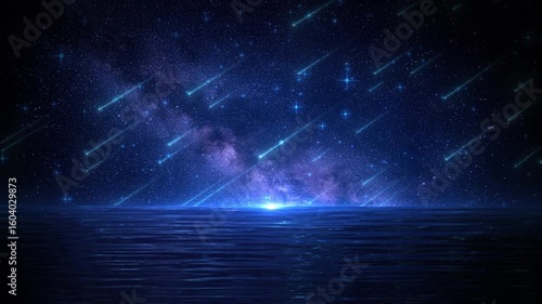 Blue galaxy meteor across the starry sky