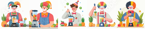 clown character vector blending fruit