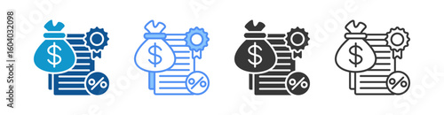 Debt Icon Set Multiple Style Collection