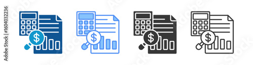 Accounting Icon Set Multiple Style Collection