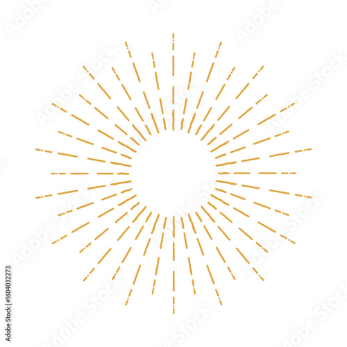The sun, the sun's rays are orange in vintage style on a white background. A solar burst, an element of a shining star. Vintage label, badge, fireworks or logo. Vector Eps 10.