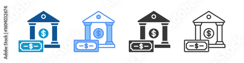 Bank Icon Set Multiple Style Collection