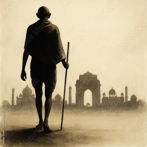 Watercolor illustration of poster for gandhi jayanti.