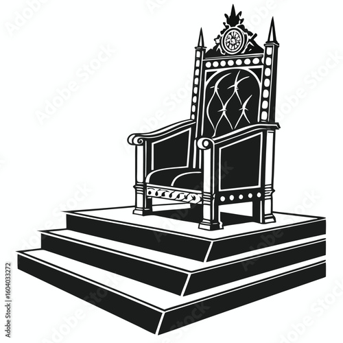 Vector art of a regal throne silhouette symbolizing power and authority on a raised platform