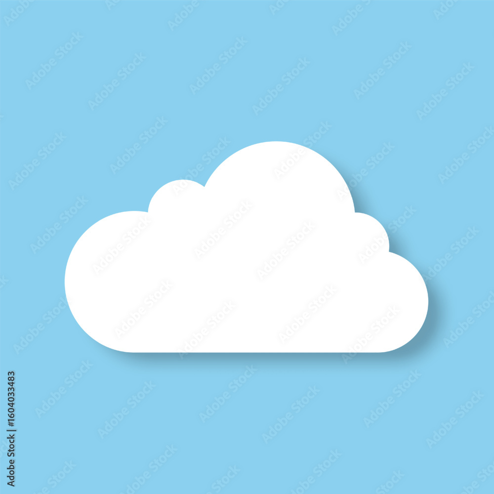 The cloud icon with a shadow on a blue background. Design elements for weather forecasts, comics, and children's books. Vector EPS 10. The cloud icon with a shadow on a blue background. Design elements for weather forecasts, comics, and children's books. Vector EPS 10.