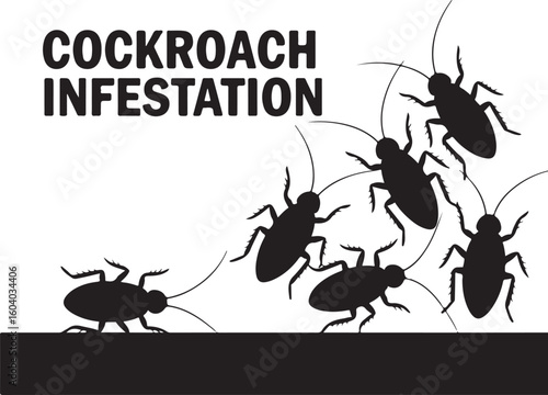 nsect Pest Cockroach Silhouette Icons – Infestation Symbols and Varied Bug Poses