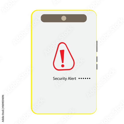 Security alert warning icon displayed on smartphone interface, minimal vector design for mobile cyber protection and digital threat detection concept

