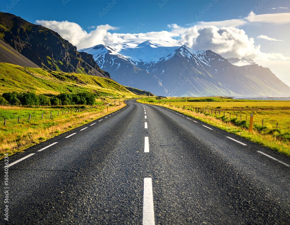 Naklejka premium Scenic highway through Icelandic landscape